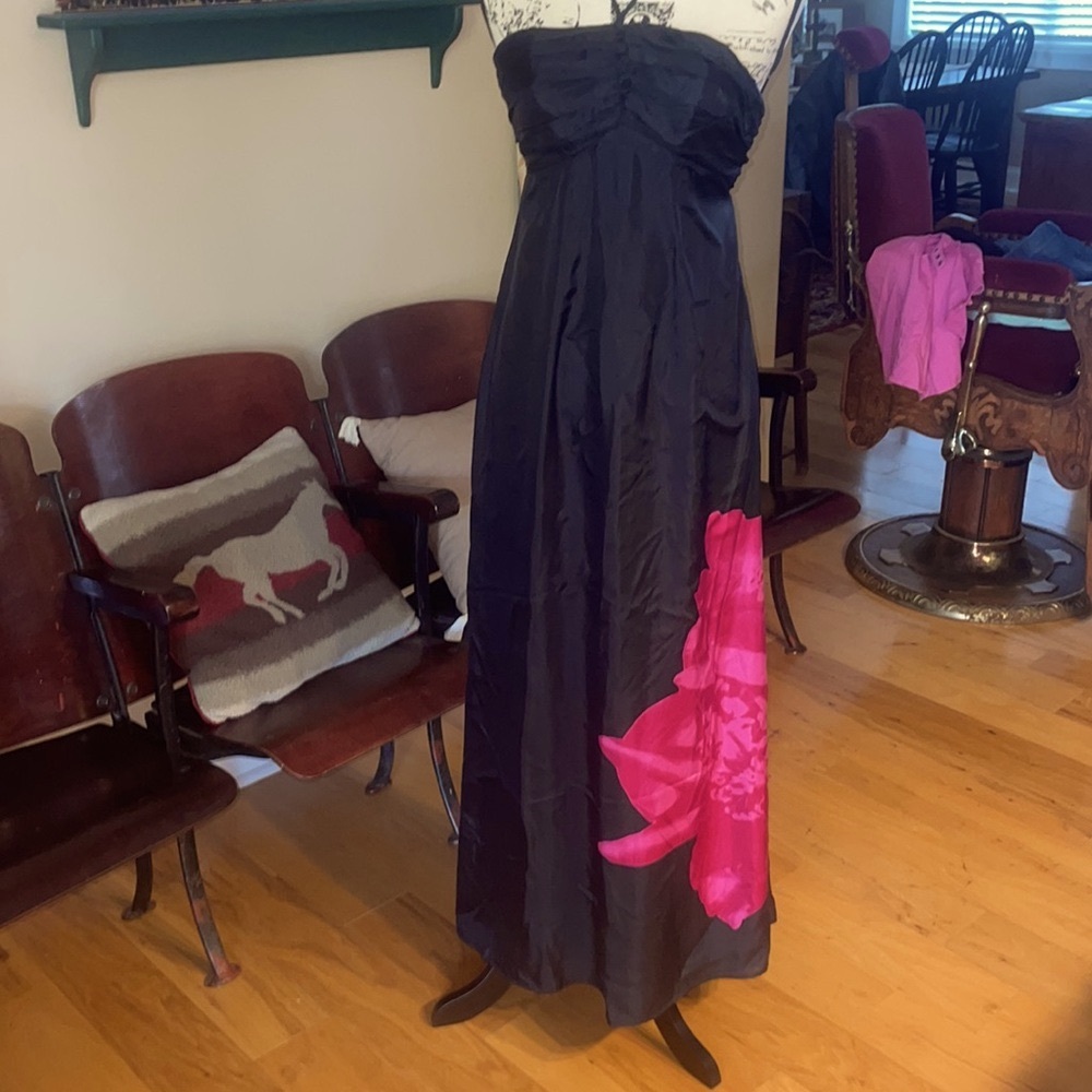 Hawaiian silk maxi dress wedding guest dress